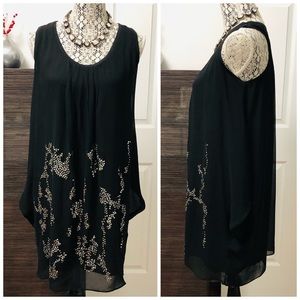 Black Flowy Dress with Sequin Pattern
